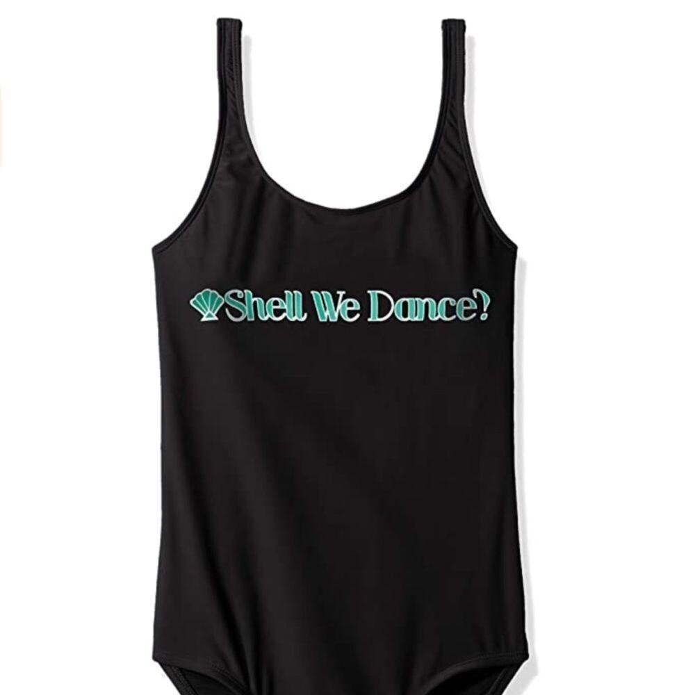 NWT Hobie girls black “shell we dance?” one piece Swimsuit Kids Size 8